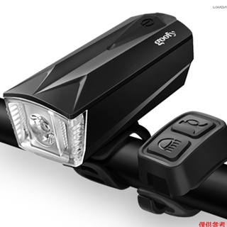 [新品]自行車燈帶喇叭 USB 充電自行車 LED 前燈頭燈燈適合夜間騎行[26]