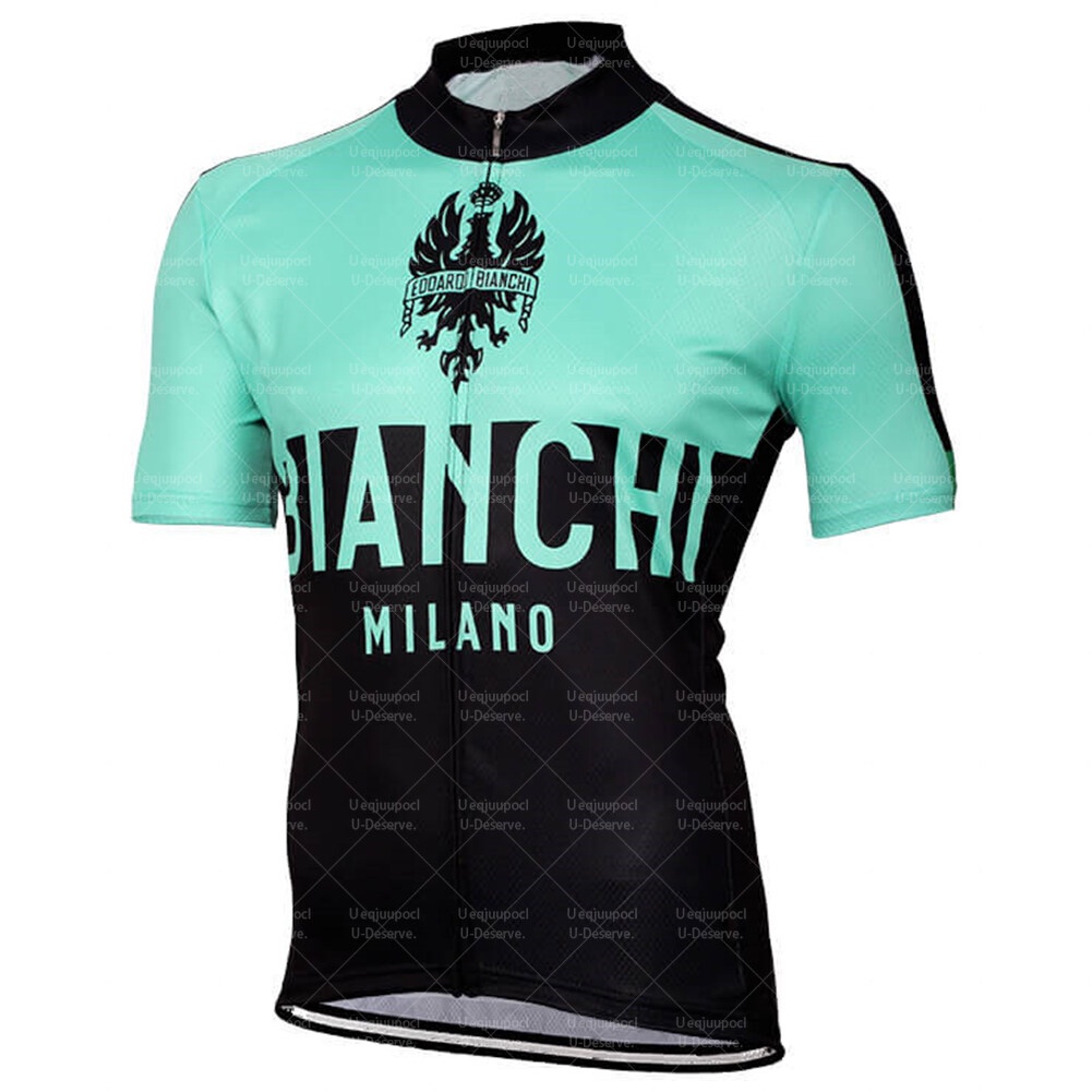 Bianchi 自行車騎行服 男士短袖綠與黑款式上衣