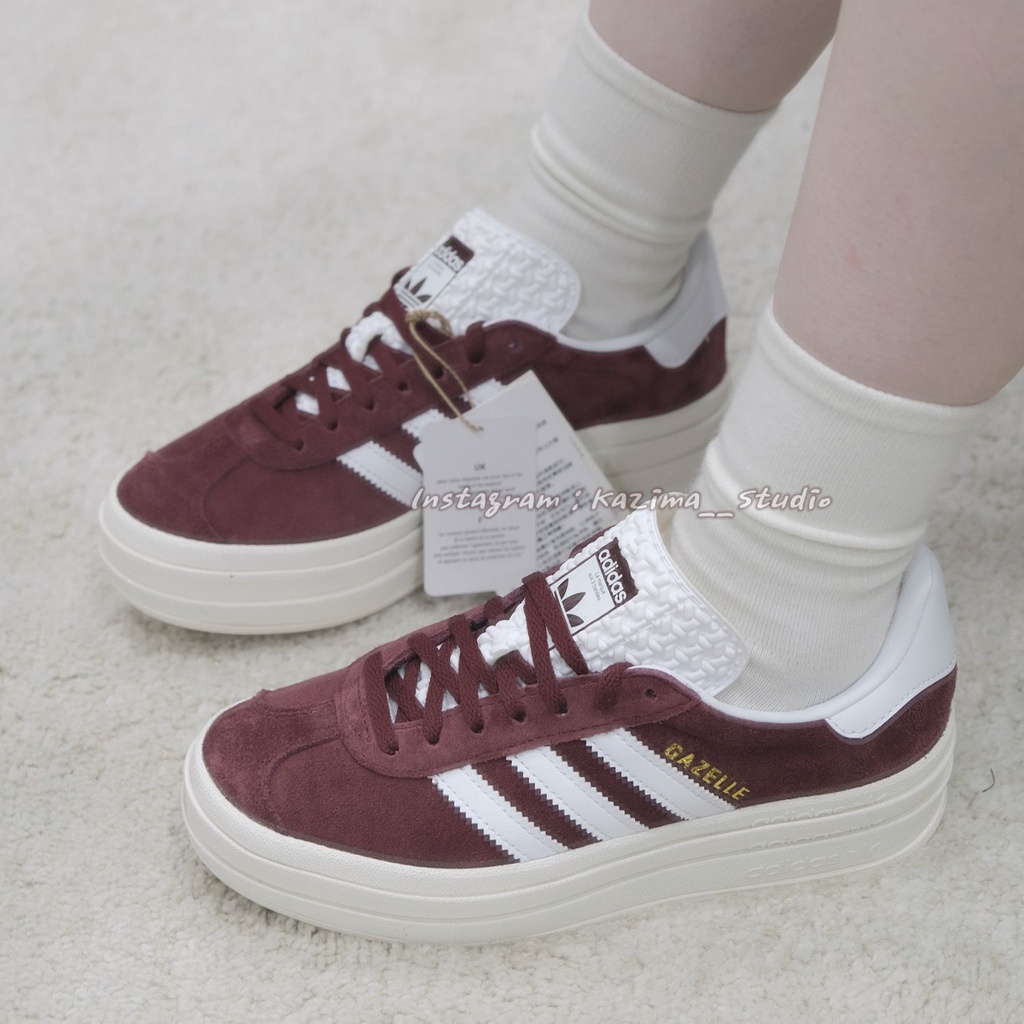 Kazima｜愛迪達 Adidas Gazelle Bold 酒紅 厚底 增高 lisa同款 奶油底 解構 HQ6892