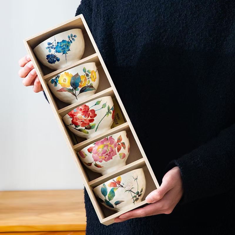日本送禮碗套裝美濃燒和藍陶瓷飯碗新婚喬遷禮物餐具套裝進口瓷器