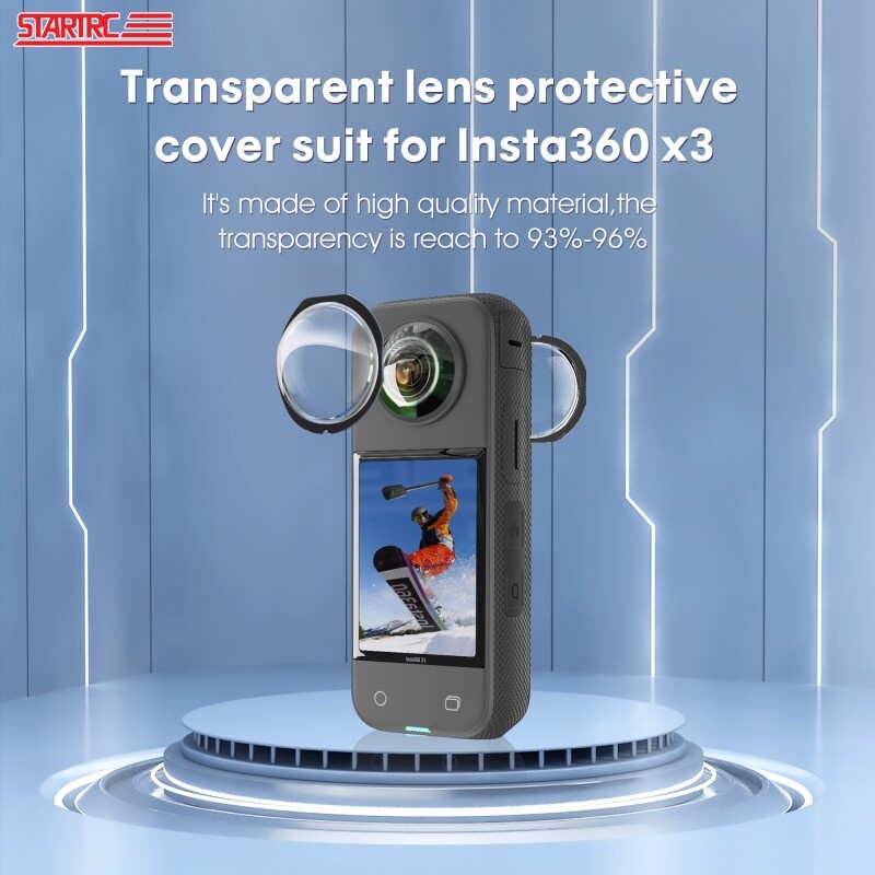 Startrc 適用於 Insta360 X3 粘性鏡頭保護罩高清透明防刮防水適用於 Insta360 X3 鏡頭保護膜