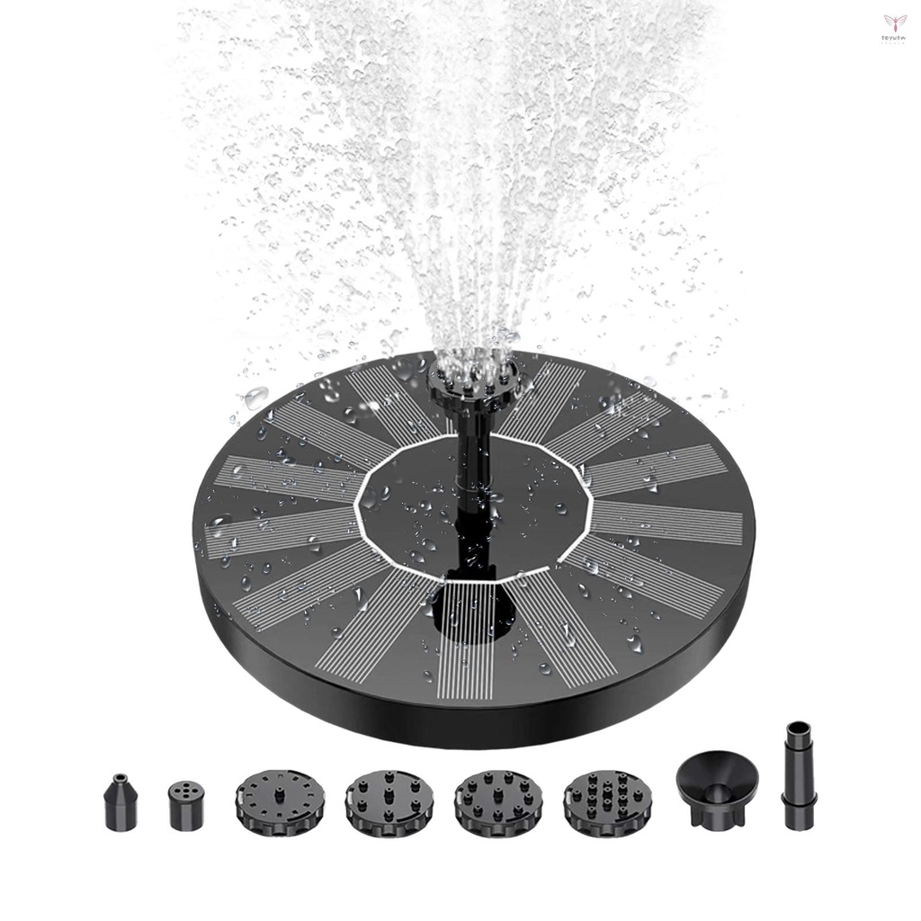 1.4W太陽能噴泉泵，帶6個噴嘴獨立式水泵漂浮噴泉，用於鳥浴水族館泳池魚缸花園三潭