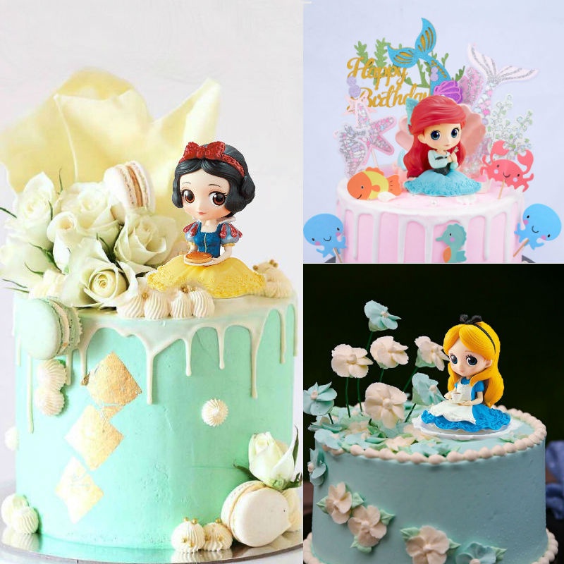 創意公主生日蛋糕美人魚愛麗絲白雪公主甜點公主烘焙裝飾娃娃玩具