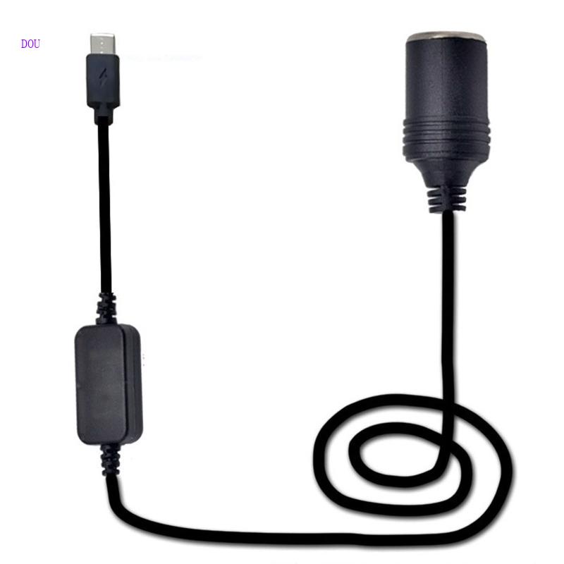 Dou 汽車插座 USB C Type-C 5V 轉 12V 母升壓轉換器線