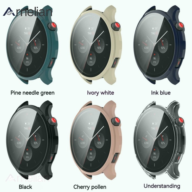 Arnelian 手錶屏幕保護膜集成膜殼全覆蓋保險槓殼兼容華米 Amazfit Gtr4