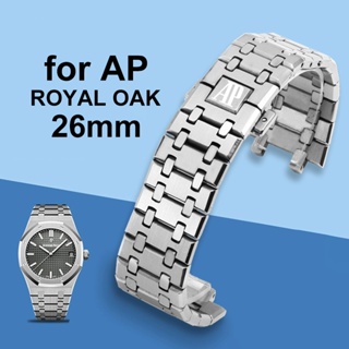 26 毫米不銹鋼錶帶適用於 AP ROYAL OAK 錶帶帶折疊扣金屬手鍊女士男士錶帶