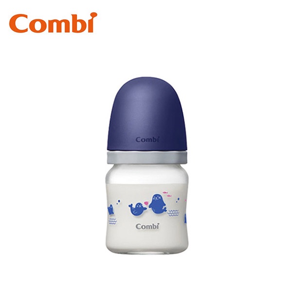 【Combi】真實含乳寬口玻璃奶瓶120ml_藍