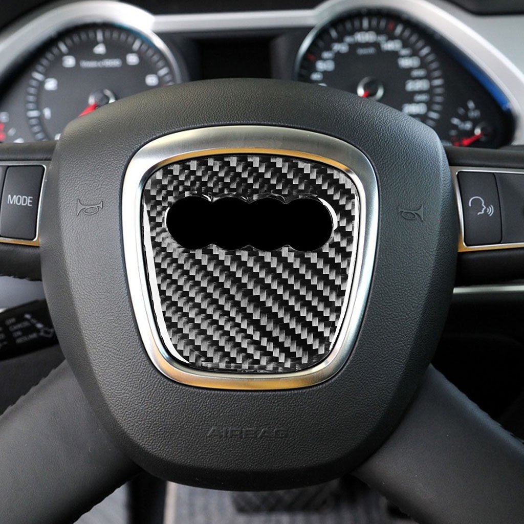 真正的碳纖維汽車方向盤標誌裝飾框架貼紙適用於奧迪 A6/S6 2005-2011 汽車內飾配件