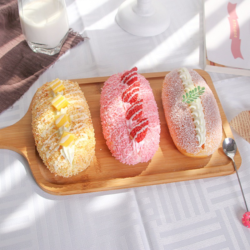 人造奶油麵包假pu蛋糕逼真水果麵包模型泡芙糕點麵包用於櫥櫃展示裝飾