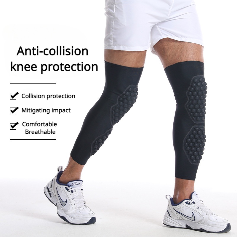 運動護膝小腿保護籃球蜂窩長護膝戶外運動防護裝備防摔軟護膝