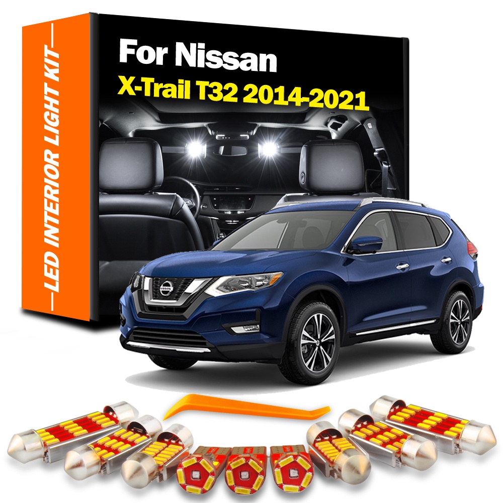 9 件裝 LED 內部閱讀後備箱板燈套件適用於 Nissan X-Trail Xtrail X Trail T32 20