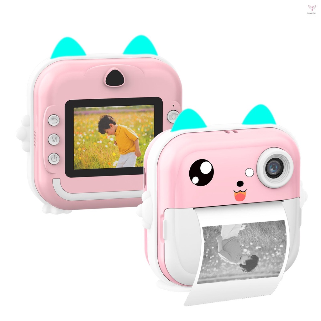可愛兒童拍立得相機 24MP 兒童數碼相機 兒童拍立得打印相機，帶 2.4 英寸 IPS 屏幕錄像機 可愛濾鏡 自動對焦
