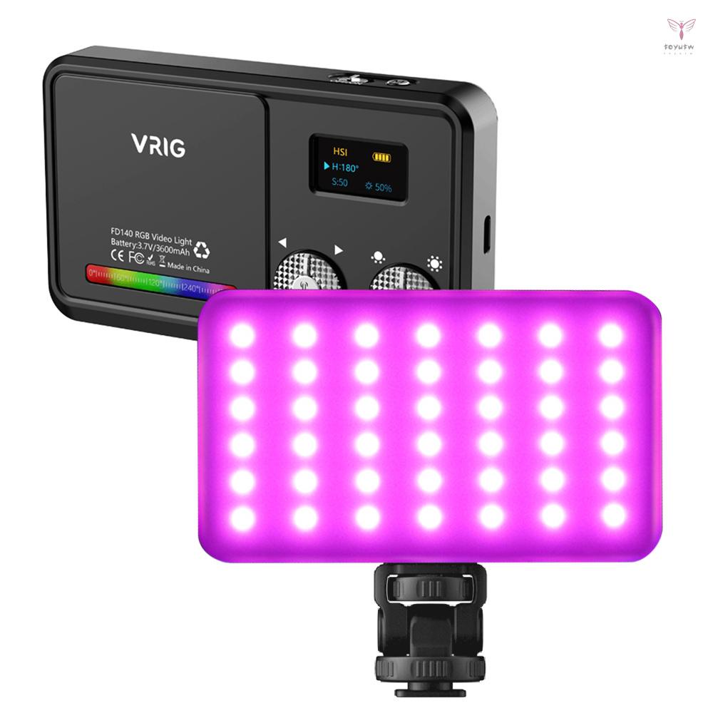 VRIG FD140 便攜式 RGB 補光燈 機載 LED 視頻燈 攝影燈面板 2500K-9000K 可調光 20 種