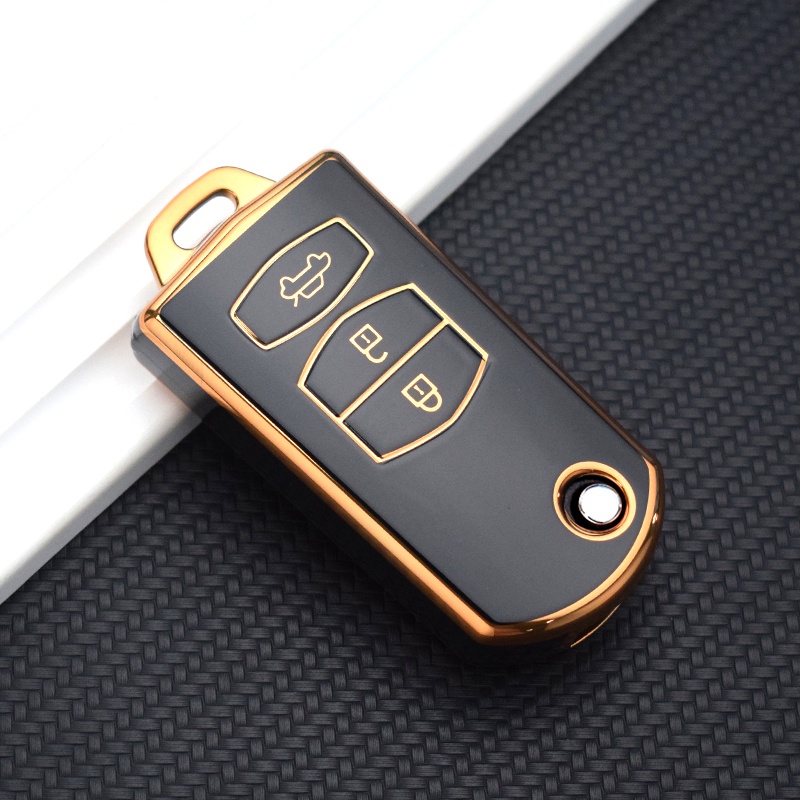 MAZDA 2 3 按鈕 TPU 鑰匙扣汽車鑰匙套鑰匙鏈適用於馬自達 2 3 5 6 CX7 CX9 RX8 MX5 M