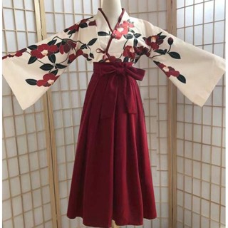和服 櫻花 日式 碎花 復古洋裝 山茶花 古風漢元素日系 浴衣 Cosplay 中國風 漢服 傳統服裝外套+半身裙套裝