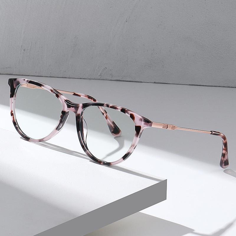 新款板材貓眼眼鏡框女個性花色彈簧腿平光鏡BJ9202網紅防藍光眼鏡