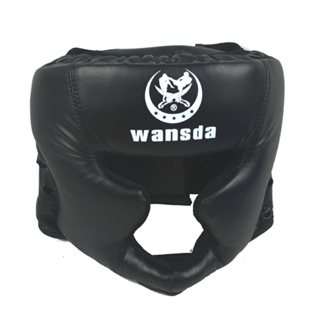 拳擊頭盔跆拳道實用保護器人造皮革頭飾健身器材成人封閉式護頭武術