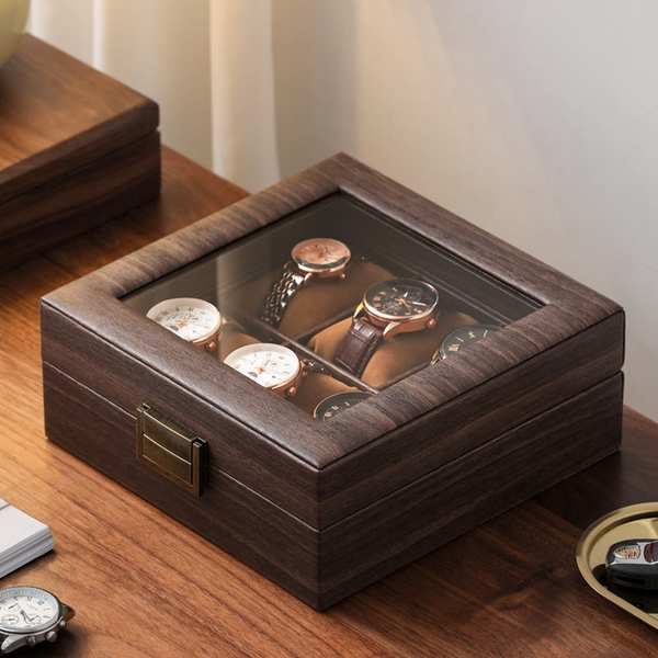 手錶收納盒實木高檔精緻家用腕錶大容量防塵收藏存放皮紋陳列展示