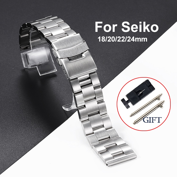 SEIKO 316l 不銹鋼錶帶適用於精工 SKX007 SKX009 SKX013 錶帶平端快速釋放腕帶實心金屬手鍊