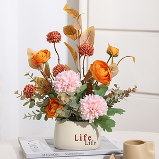 花瓶中的人造花,家居裝飾花瓶中的人造花,用於咖啡桌裝飾的假花佈置,廚房,餐桌中心裝飾品