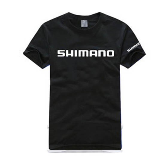 釣魚 T 恤 Shimano 100% 棉戶外短袖球衣黑色 Pancing 衣服