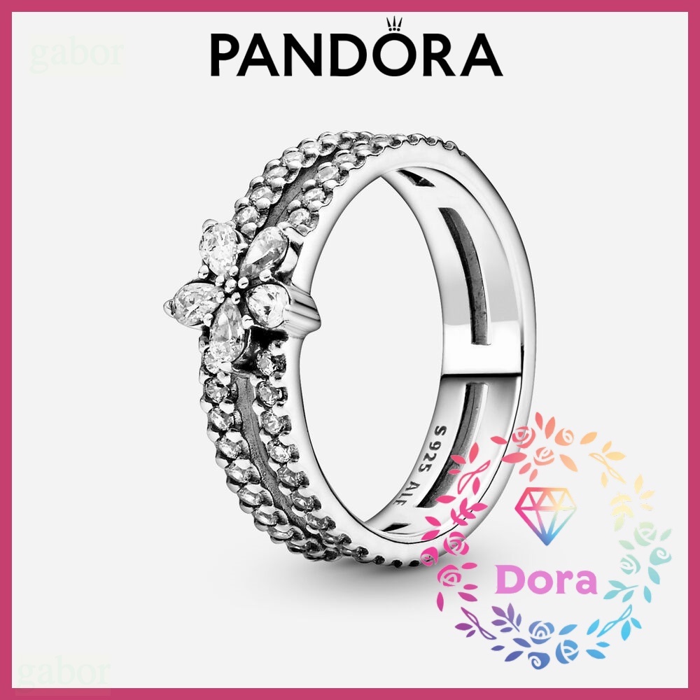 Dora Shop❤ Pandora潘朵拉 雪花輝耀雙圈戒指 愛情 情侶 祝福 輕奢 情人節 禮物199236C01