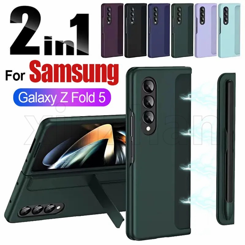 SAMSUNG 兼容三星 Galaxy Z Fold 5 / 商務可拆卸筆槽手機保護套 / 2 合 1 手機保護套帶筆槽