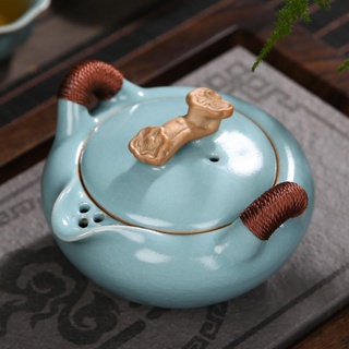 汝窯 茶壺 內置過濾網 開片 如意壺 手抓壺 功夫茶具 陶瓷 單壺 泡茶壺