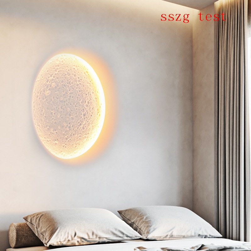 高級品質* 最新月球壁燈臥室床頭燈現代簡約客廳背景牆家用輕奢燈藝術壁畫石膏燈