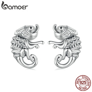 Bamoer 925 純銀耳環變色龍紋理設計珠寶女士禮物