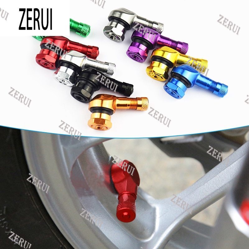 Zr 適用於 2 件摩托車輪輞車輪輪胎氣門嘴閥桿蓋 90 度角 CNC 鋁合金空氣輪胎罩 17 毫米無內胎氣門桿零件