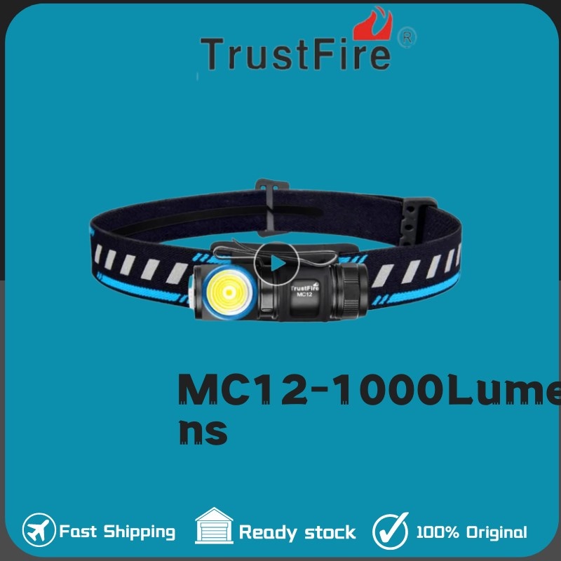 Trustfire MC12 1000lm USB 磁吸充電 LED 頭燈 EDC 迷你手電筒
