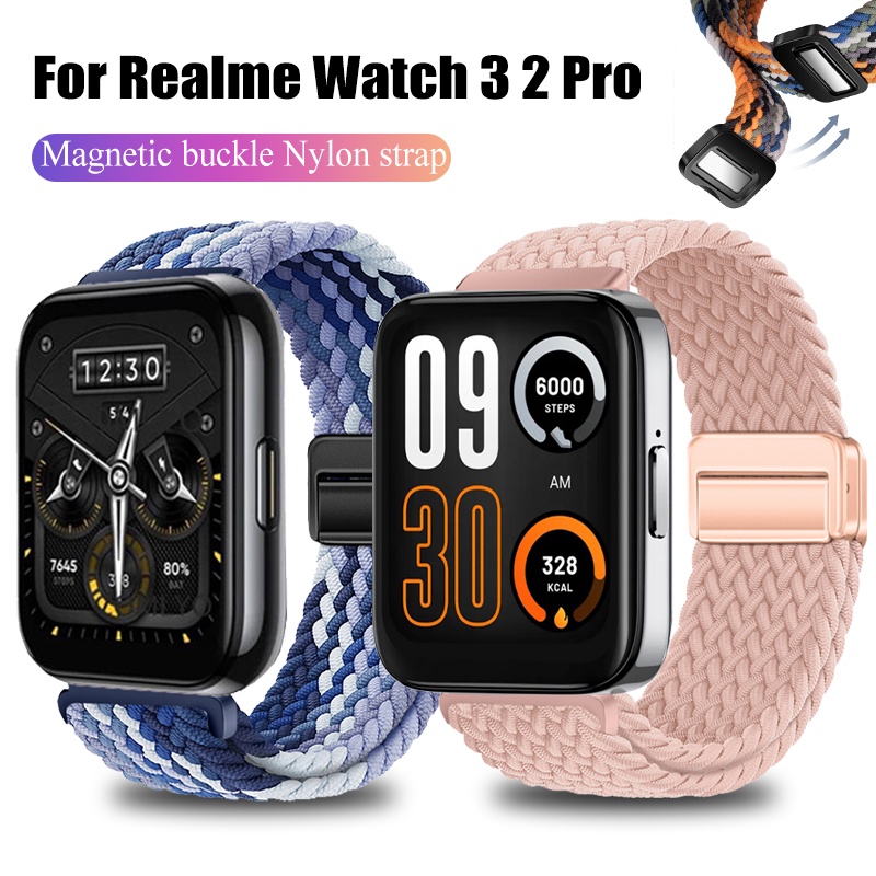 Realme Watch 3 2 S Pro Watch3 Pro 織物錶帶腕帶智能手錶替換錶帶磁扣尼龍錶帶