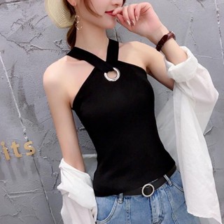 大尺碼冰絲吊帶背心女|夏季上衣女|胖mm背心|性感吊帶背心|修身內搭打底衫|性感掛脖吊帶衫|性感冰絲上衣|修身吊帶打底衫