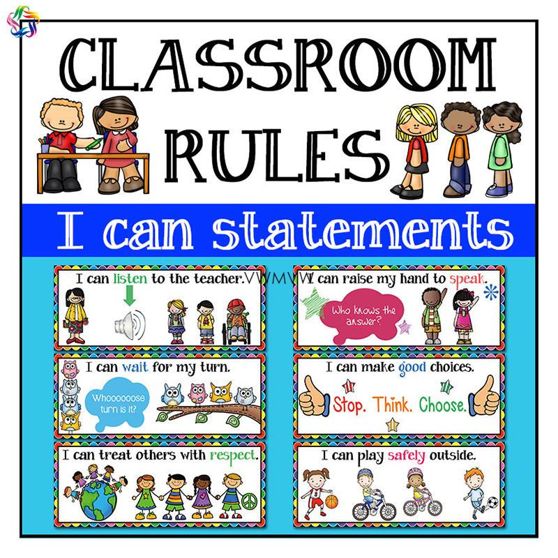 Classroomrules英語教室課堂規則貼紙我可以Ican主題牆面佈置裝飾