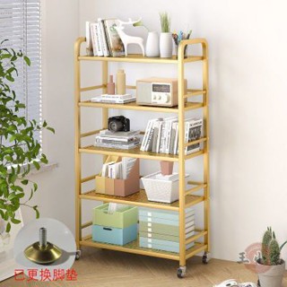 【免運包稅 新品上市】輕奢簡易書架可移動家用置物架落地儲物收納架圖書館客廳書櫃 多層儲物架 客廳收納架 五層架ZHP