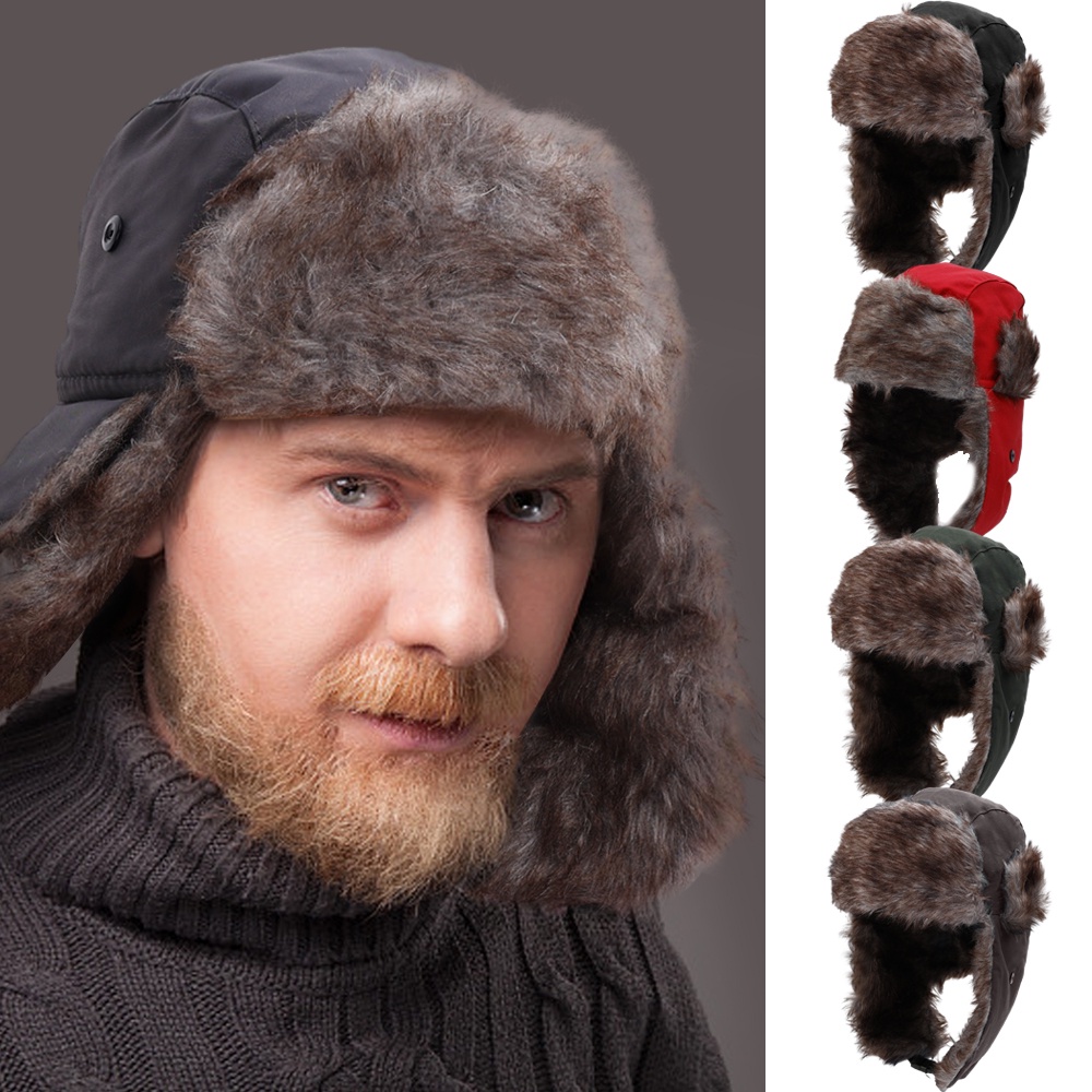 時尚可調節防風帶捕獸器耳罩帽子舒適冬季加厚保暖毛皮耳罩帽子防水戶外運動滑雪毛絨帽男士女士俄羅斯雪帽柔軟