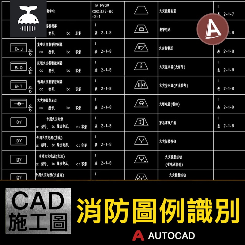 消防圖例標識CAD圖庫水滅火管火災報警控製系統手提推車式滅火器