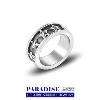 PARADISE 鈦鋼 環繞星星 戒指 復古做舊 歐美 五角星 指環 個性 對戒