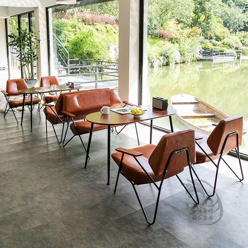 簡易咖啡廳奶茶店沙發椅 甜品店桌椅組合 陽台酒吧洽談椅 工業風椅子