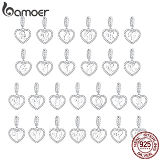 Bamoer 925 純銀心形和字母 A-Z 設計吊墜時尚首飾女式女孩