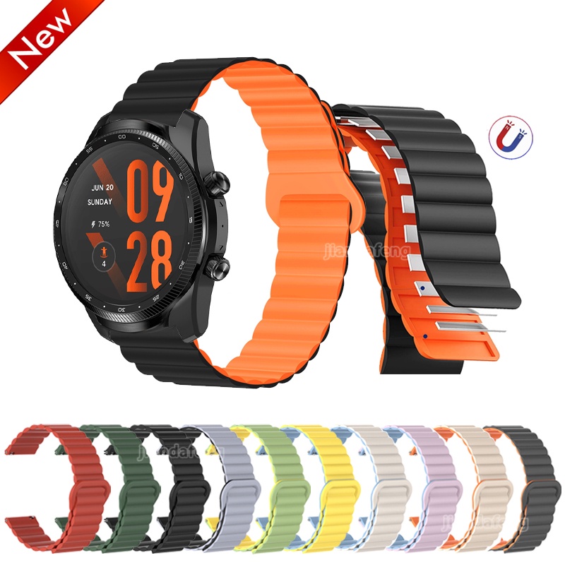 Ticwatch pro 2020 2021 pro 3 GPS Ultra E3 E2 環扣腕帶矽膠磁性錶帶
