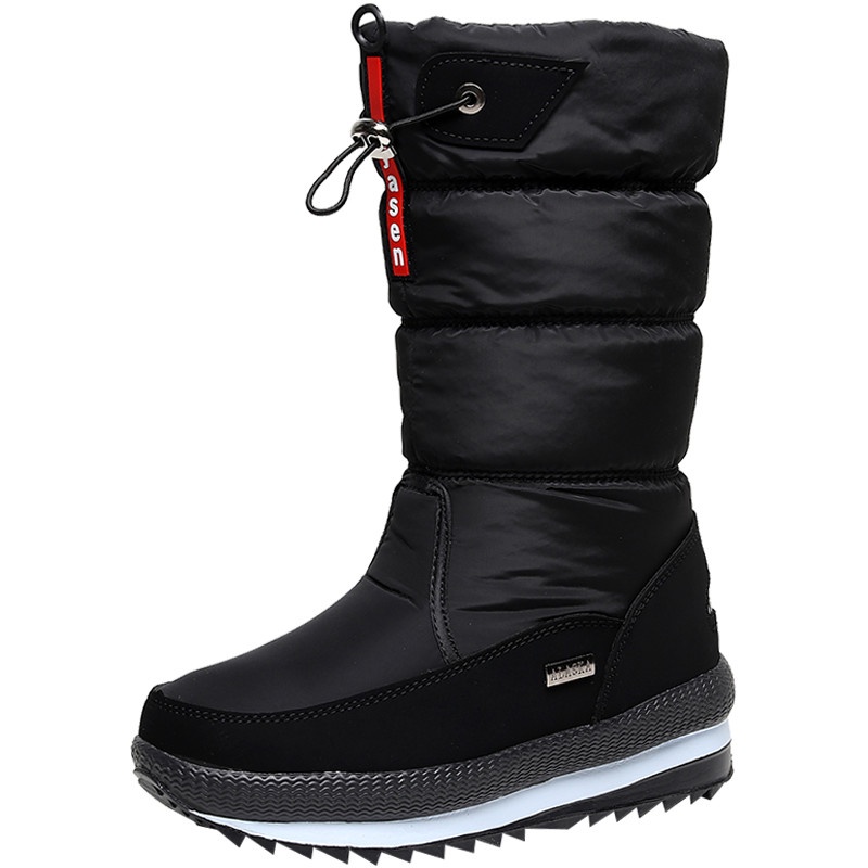 冬季雪地靴女款高筒刷毛加厚棉鞋保暖中筒東北防水防滑刷毛長靴子