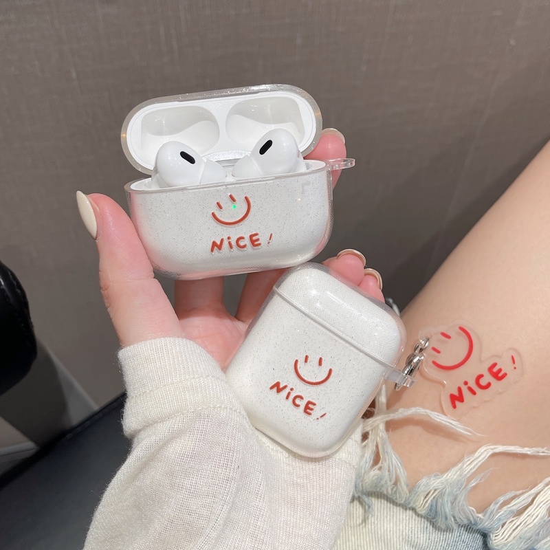 【現貨】卡通微笑鮮花INS保護套透明可愛耳機適用於Airpods 1 2 3 Pro Pro2充電盒保護袋