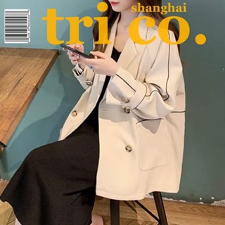 風衣 外套 女 寬鬆 2024 春秋 新款 韓版 設計感 撞色 明線 休閒 短款 風衣 女