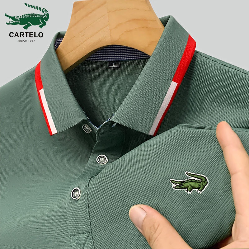 卡帝樂鱷魚夏季男士短袖T恤polo衫男短袖寬鬆休閒刺繡中青年上衣