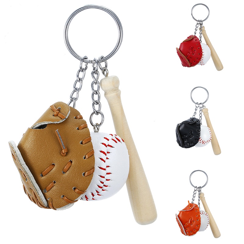 棒球鑰匙扣吊飾迷你壘球手套體育比賽棒壘球