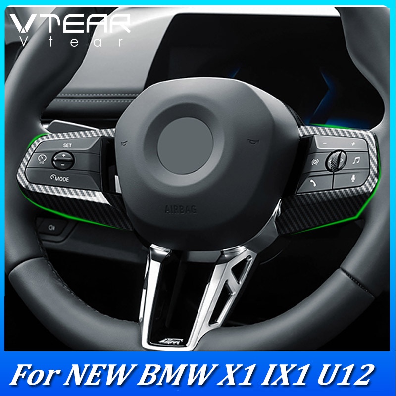 適用寶馬 BMW X1 IX1 U12 2023 2024 汽車方向盤裝飾框架,ABS 碳纖維圖案內飾配件
