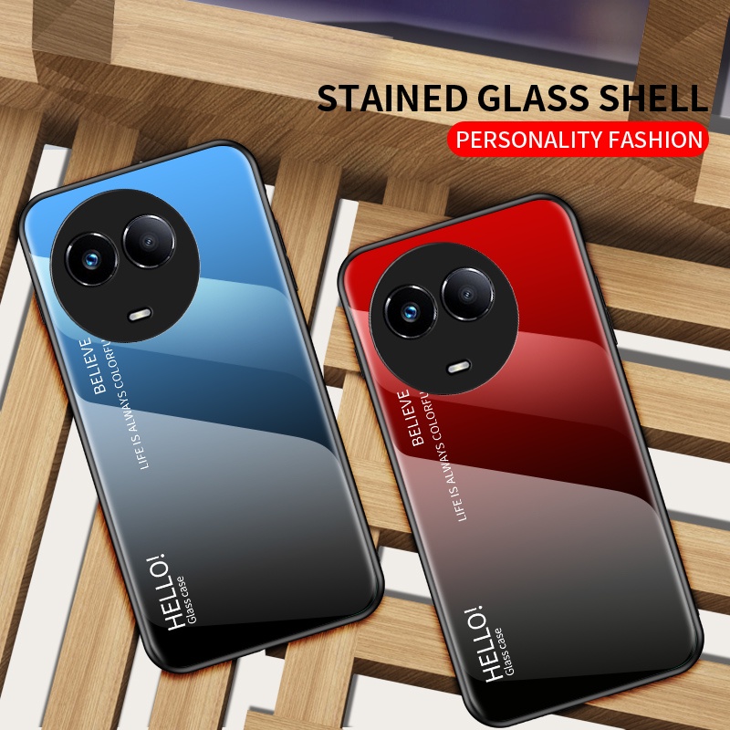 Realme 11 11X 11X 5G 2023 Realme11X 保險槓外殼防震手機殼的漸變鋼化玻璃外殼
