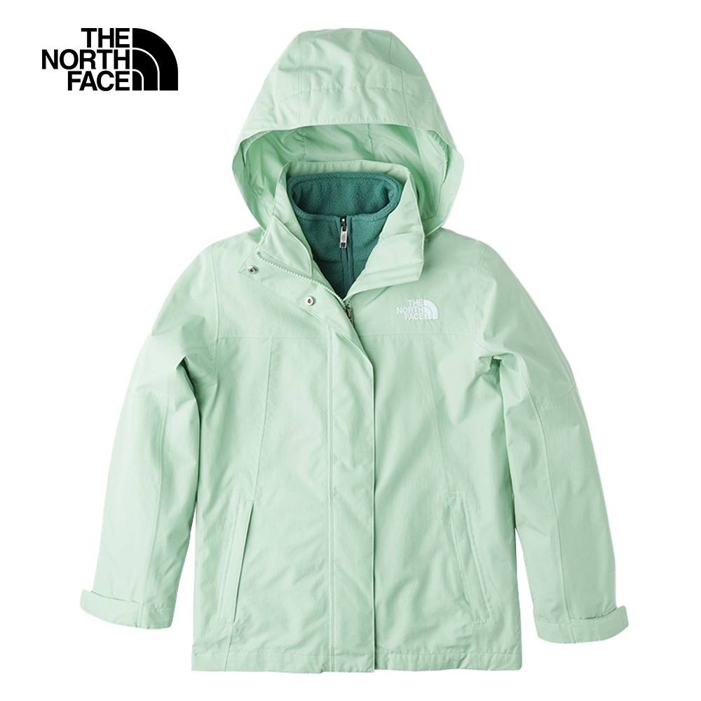 The North Face北面兒童綠色防水透氣保暖連帽三合一外套｜81RSKIH